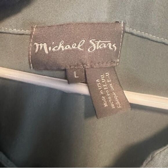 MICHAEL STARS ANTHROPOLOGIE- Ruffled Hem Dress Sea Foam Lace Up Shift, Size Lg - Picture 2 of 12